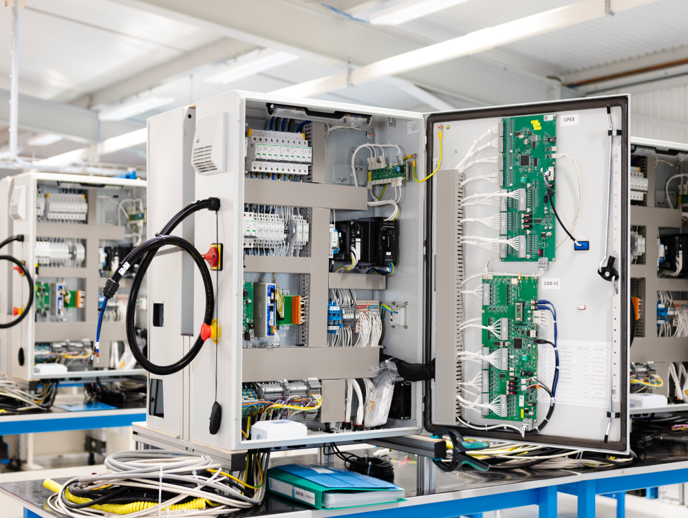 Photo of an electrical cabinet with integrated wiring harness